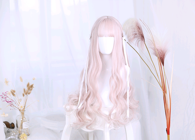 Lolita Wig, 65cm White Linen Large Curl Hairpiece - back view