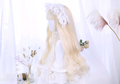 Lolita Wig, 65cm White Linen Large Curl Hairpiece - styled view