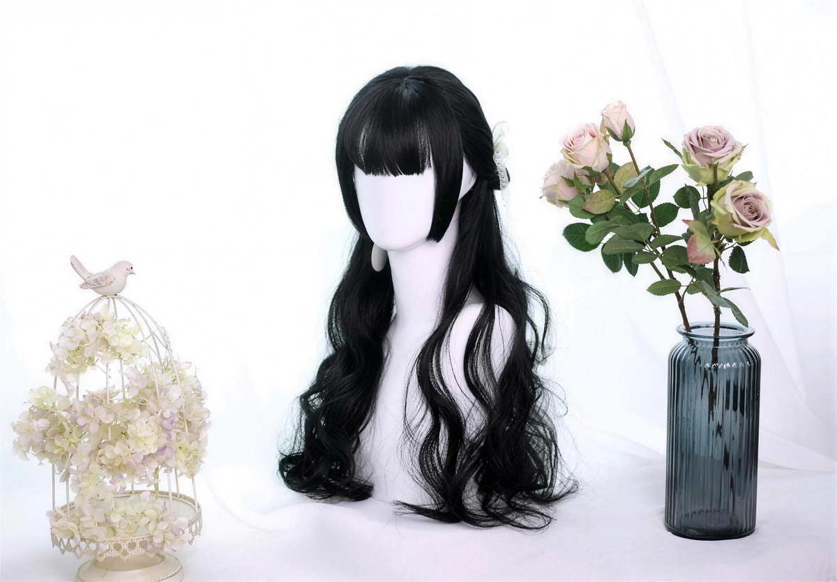 Lolita Wig 65cm with Long Curly Bangs and Hair - front view