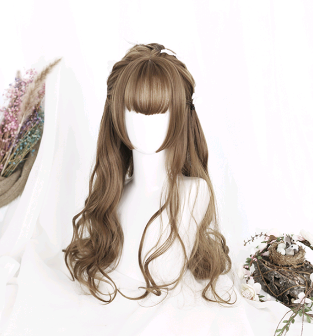 Lolita Wig 65cm with Long Curly Bangs and Hair - side view
