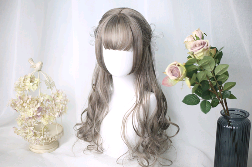 Lolita Wig 65cm with Long Curly Bangs and Hair - back view