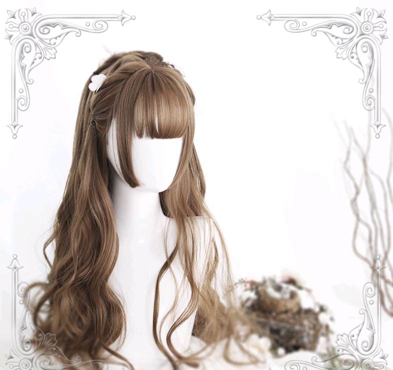 Lolita Wig 65cm with Long Curly Bangs and Hair - styled view