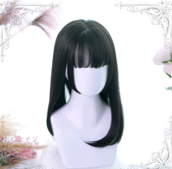 Lolita Wigs - Mid-Length Straight Hair Wig - close-up