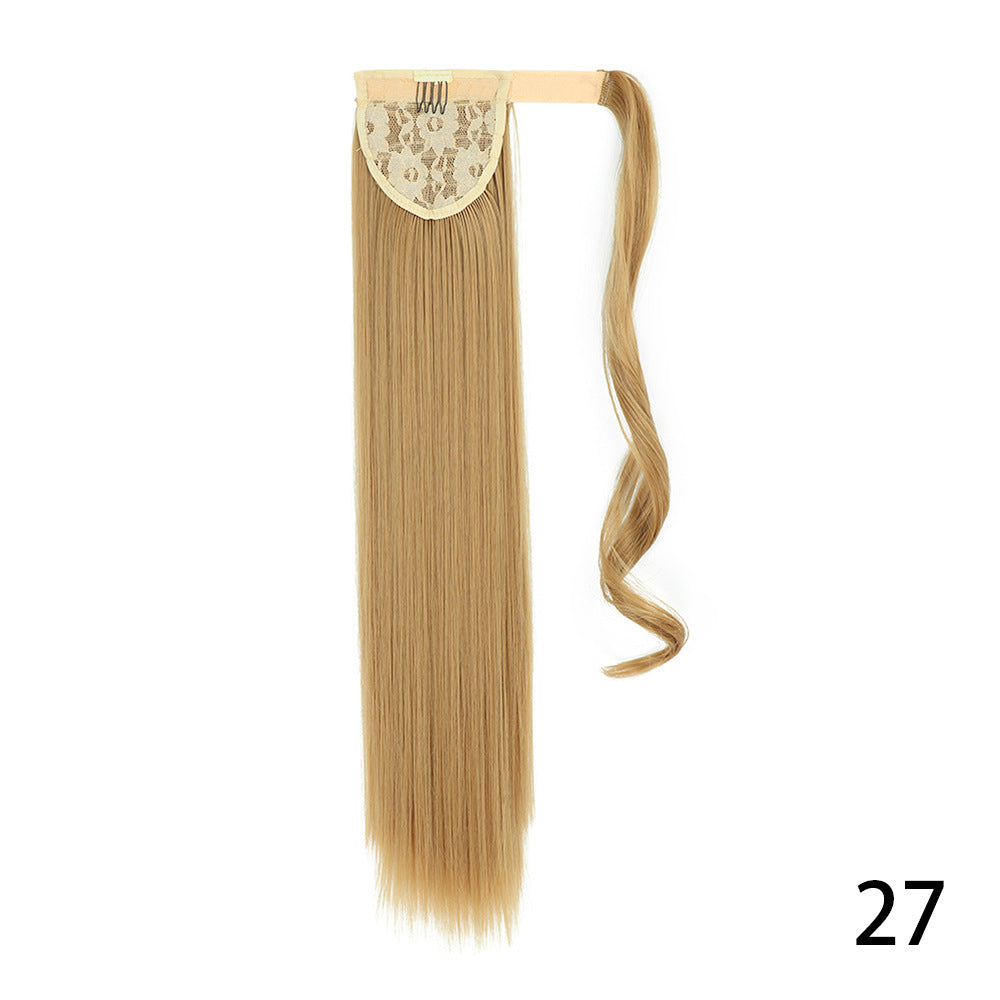 Long Straight Wig with Natural Look Ponytail (High Temp) - in use