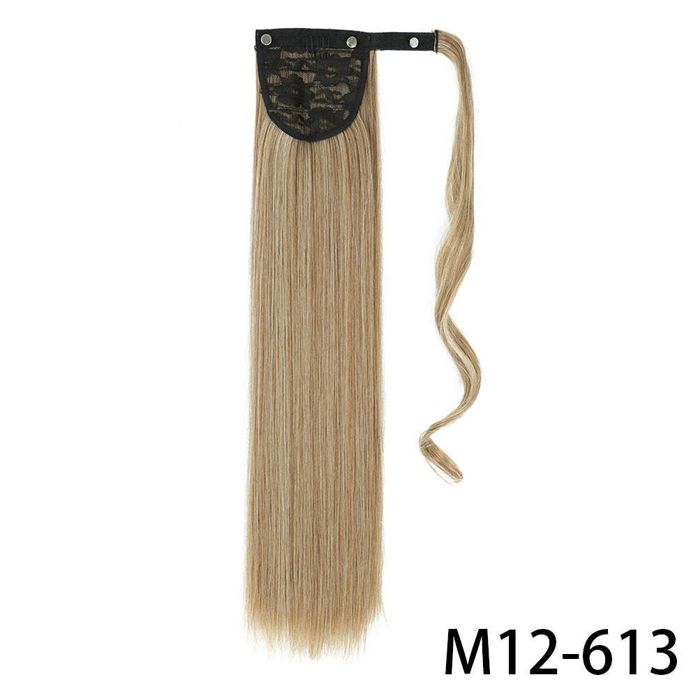 Long Straight Wig with Natural Look Ponytail (High Temp) - detail view