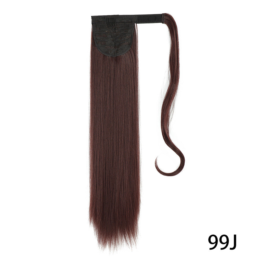 Long Straight Wig with Natural Look Ponytail (High Temp) - side view