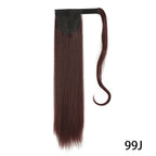 Long Straight Wig with Natural Look Ponytail (High Temp) - side view