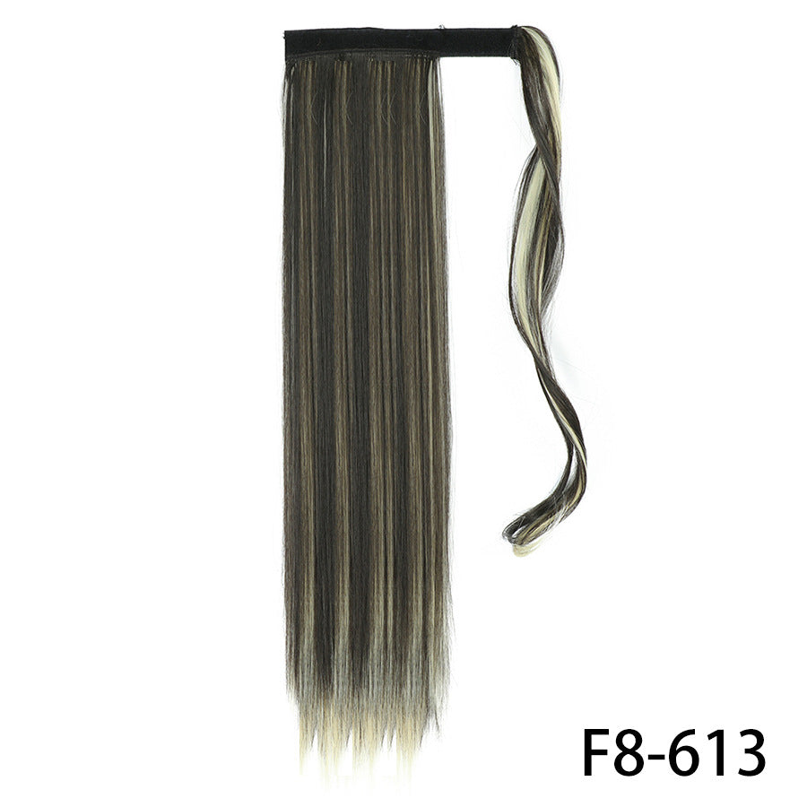 Long Straight Wig with Natural Look Ponytail (High Temp) - styled view