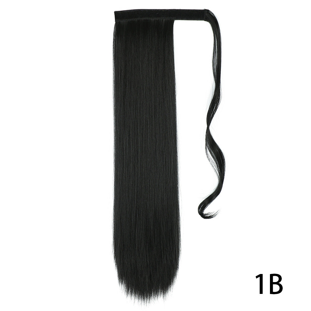 Long Straight Wig with Natural Look Ponytail (High Temp) - detail view