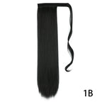 Long Straight Wig with Natural Look Ponytail (High Temp) - detail view