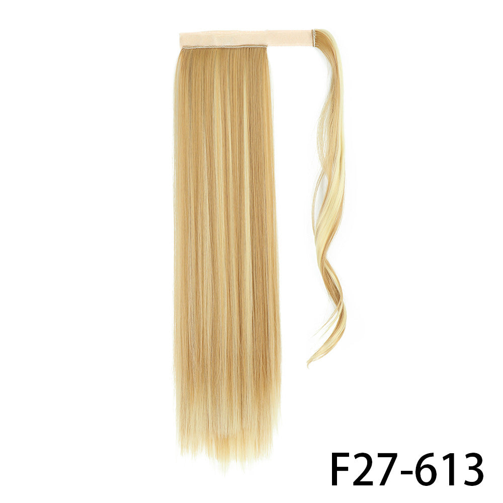 Long Straight Wig with Natural Look Ponytail (High Temp) - back view