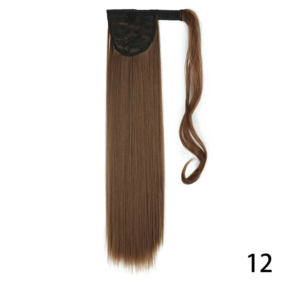 Long Straight Wig with Natural Look Ponytail (High Temp) - close-up
