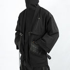 Loose Sleeve Cyberpunk Dark Trench Coat - detail view
