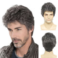 Men's Short Gray Layered Synthetic Wig - front view