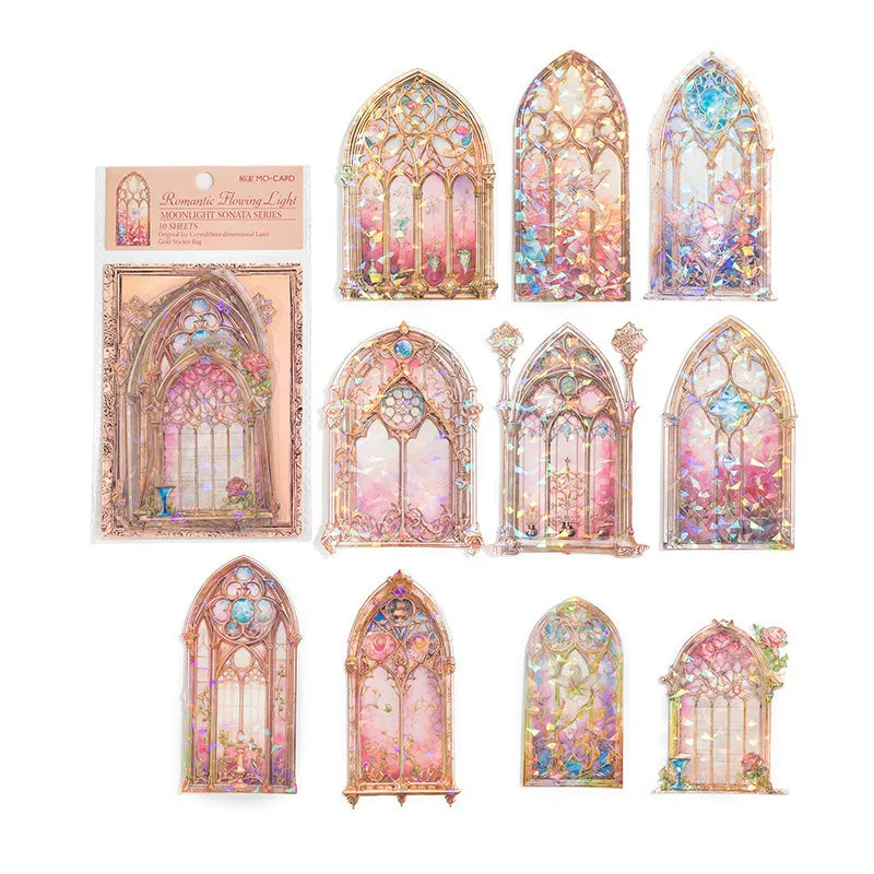 Mocard PET Laser Gold Journal Sticker Pack - styled view