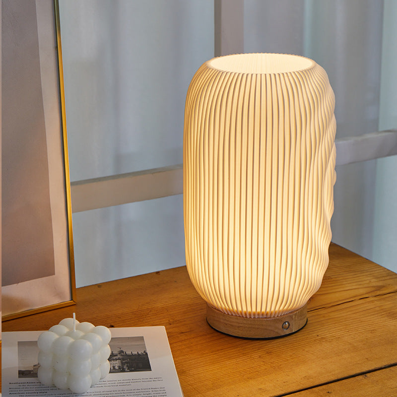 Nordic 3D Japanese Touch Table Lamp for Bedroom - styled view