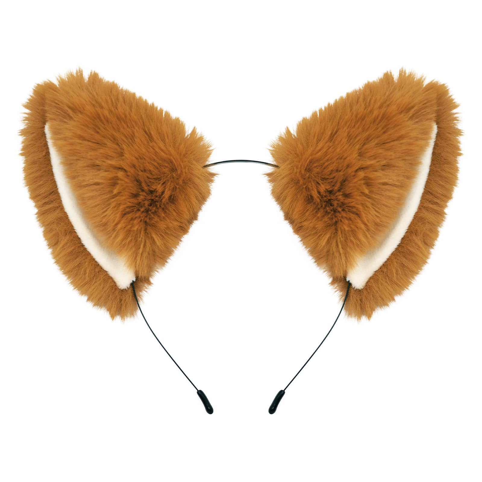 Pedenty Black Cat Ears Headband for Women Girls Halloween Cosplay Cat Costume Faux Fur - detail view