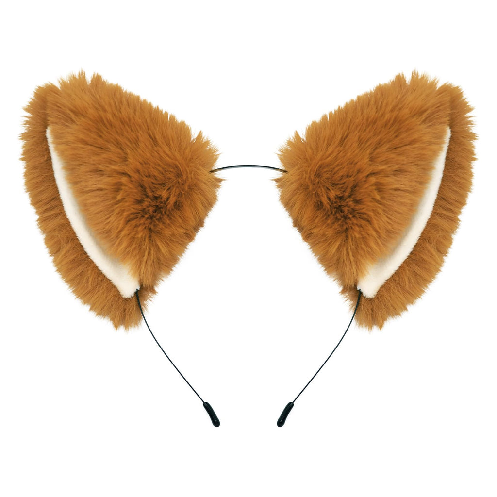Pedenty Black Cat Ears Headband for Women Girls Halloween Cosplay Cat Costume Faux Fur - styled view