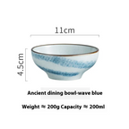 Personality Retro Ceramic Rice Bowl - front view
