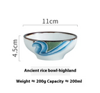 Personality Retro Ceramic Rice Bowl - front view