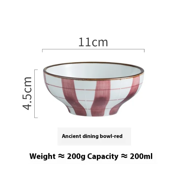 Personality Retro Ceramic Rice Bowl - detail view