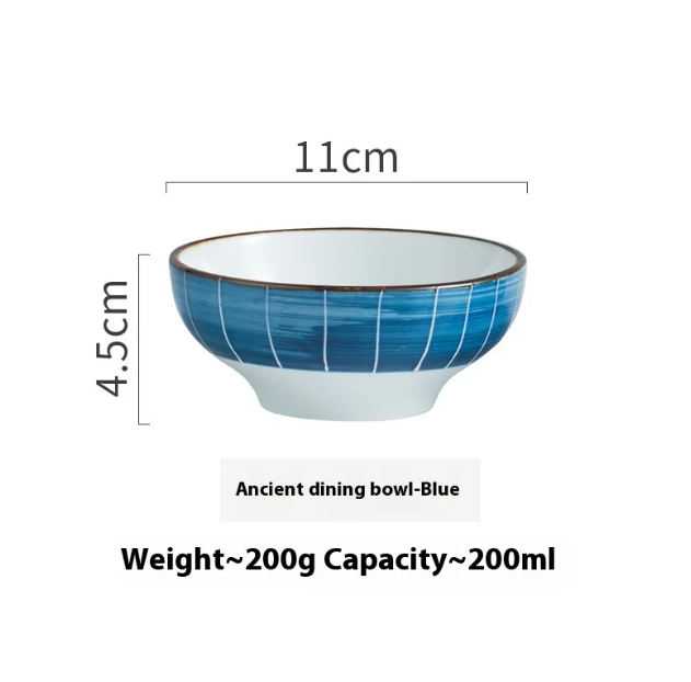 Personality Retro Ceramic Rice Bowl - side view