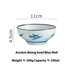 Personality Retro Ceramic Rice Bowl - back view