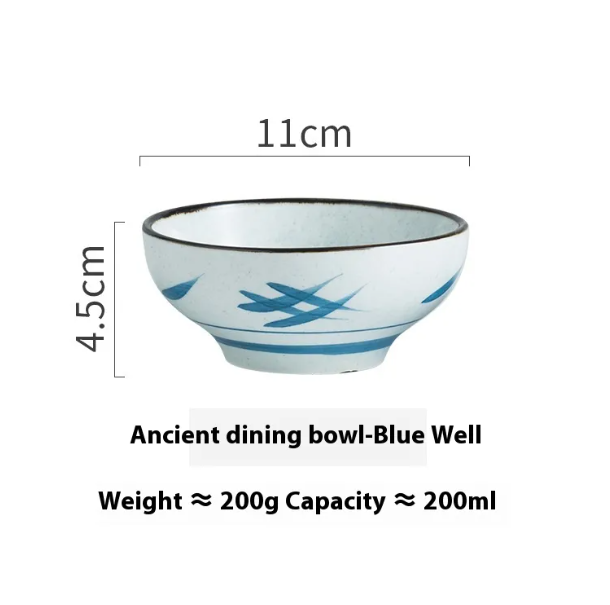 Personality Retro Ceramic Rice Bowl - back view