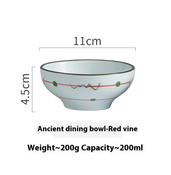 Personality Retro Ceramic Rice Bowl - styled view