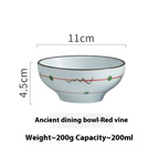 Personality Retro Ceramic Rice Bowl - styled view