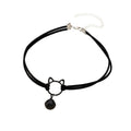 POYAMUSE Gothic Hollow Cat Choker Necklace for Women - Double Layer Velvet Choker with - front view