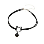 POYAMUSE Gothic Hollow Cat Choker Necklace for Women - Double Layer Velvet Choker with - front view