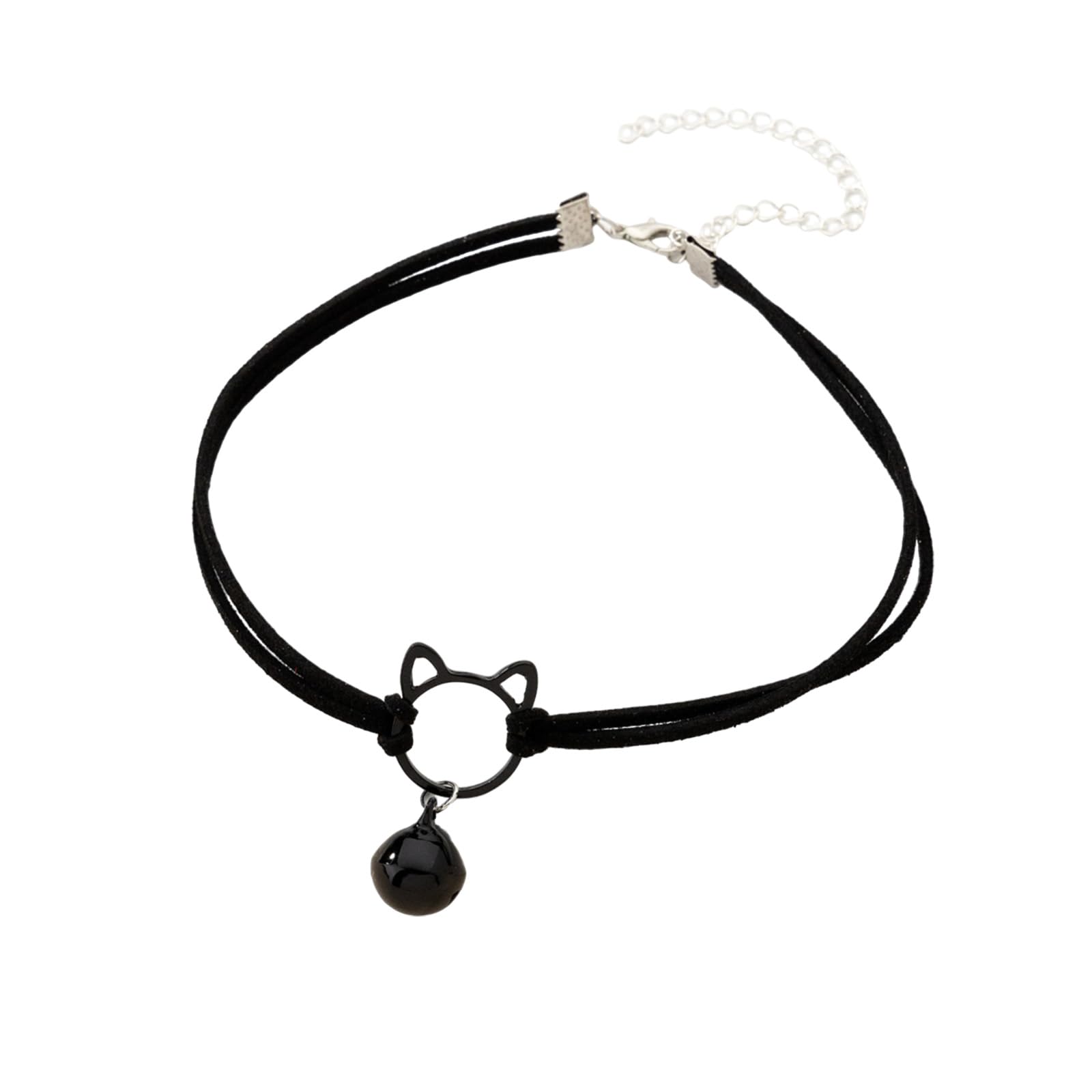 POYAMUSE Gothic Hollow Cat Choker Necklace for Women - Double Layer Velvet Choker with - detail view