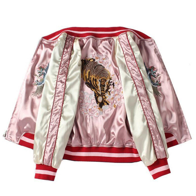 Reversible Tiger Mount Fuji Embroidered Jacket for Women - front view