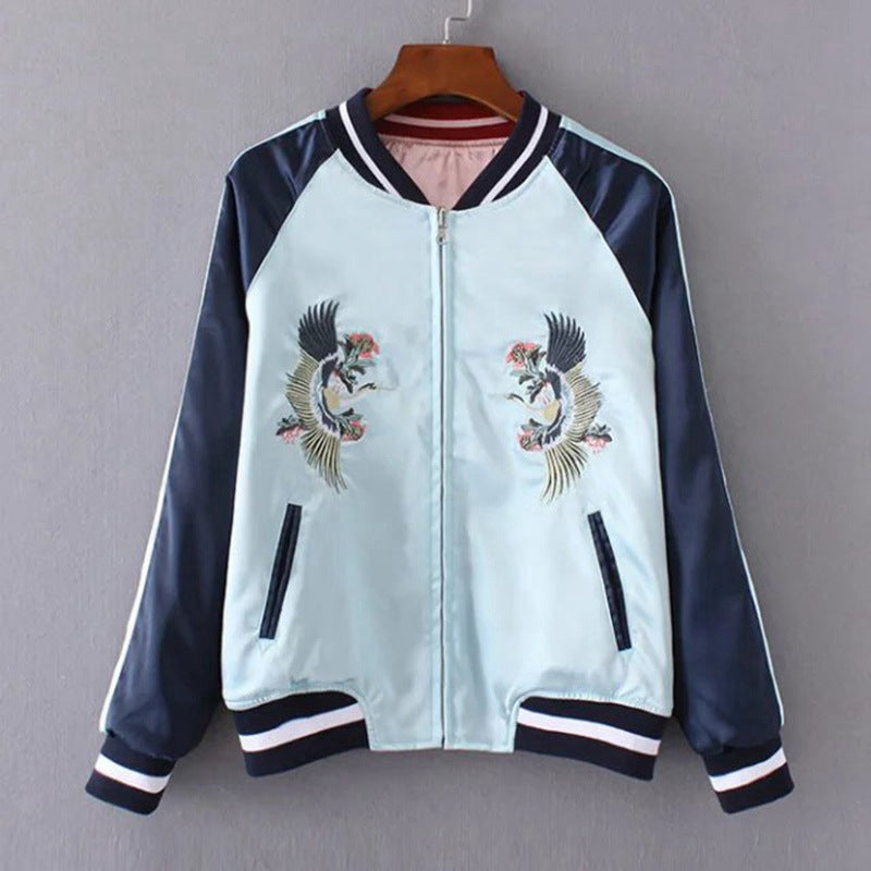 Reversible Tiger Mount Fuji Embroidered Jacket for Women - in use