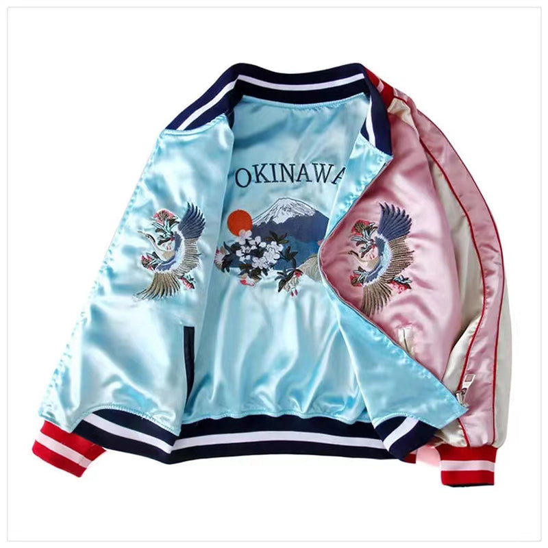 Reversible Tiger Mount Fuji Embroidered Jacket for Women - detail view