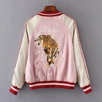 Reversible Tiger Mount Fuji Embroidered Jacket for Women - close-up