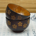 Sakura Solid Wood Adult Rice Bowl - front view