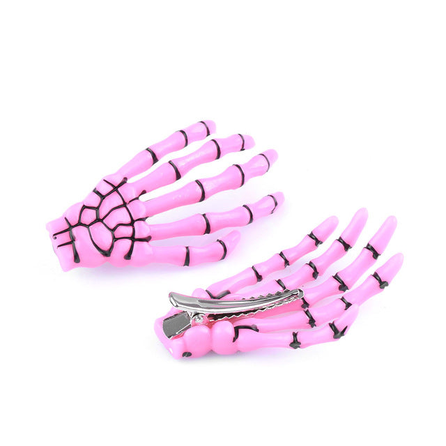 Skeleton Hand Hair Clip with Blood Design - detail view