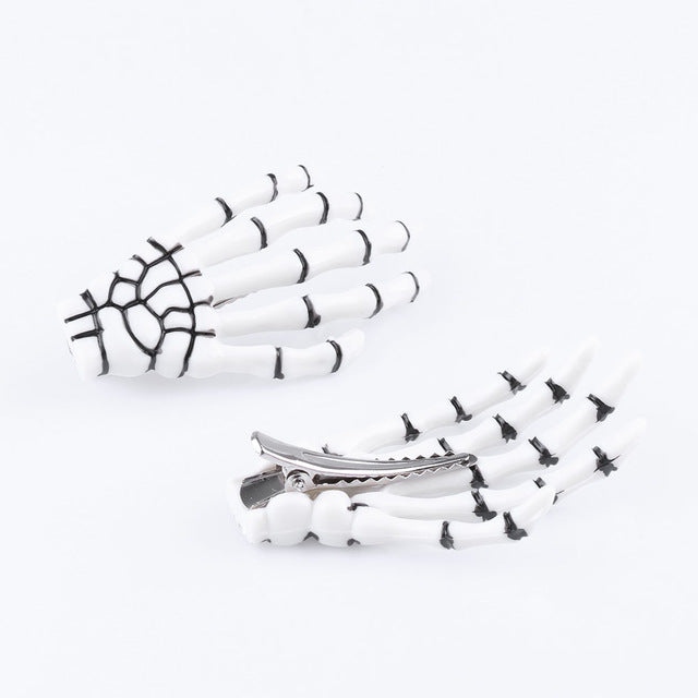 Skeleton Hand Hair Clip with Blood Design - side view