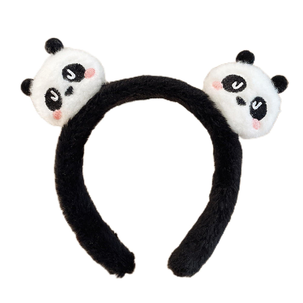 Soft Plush Panda Ears Headband - 5.5 Inch Black and White Bear Ears Cosplay Hairband - side view