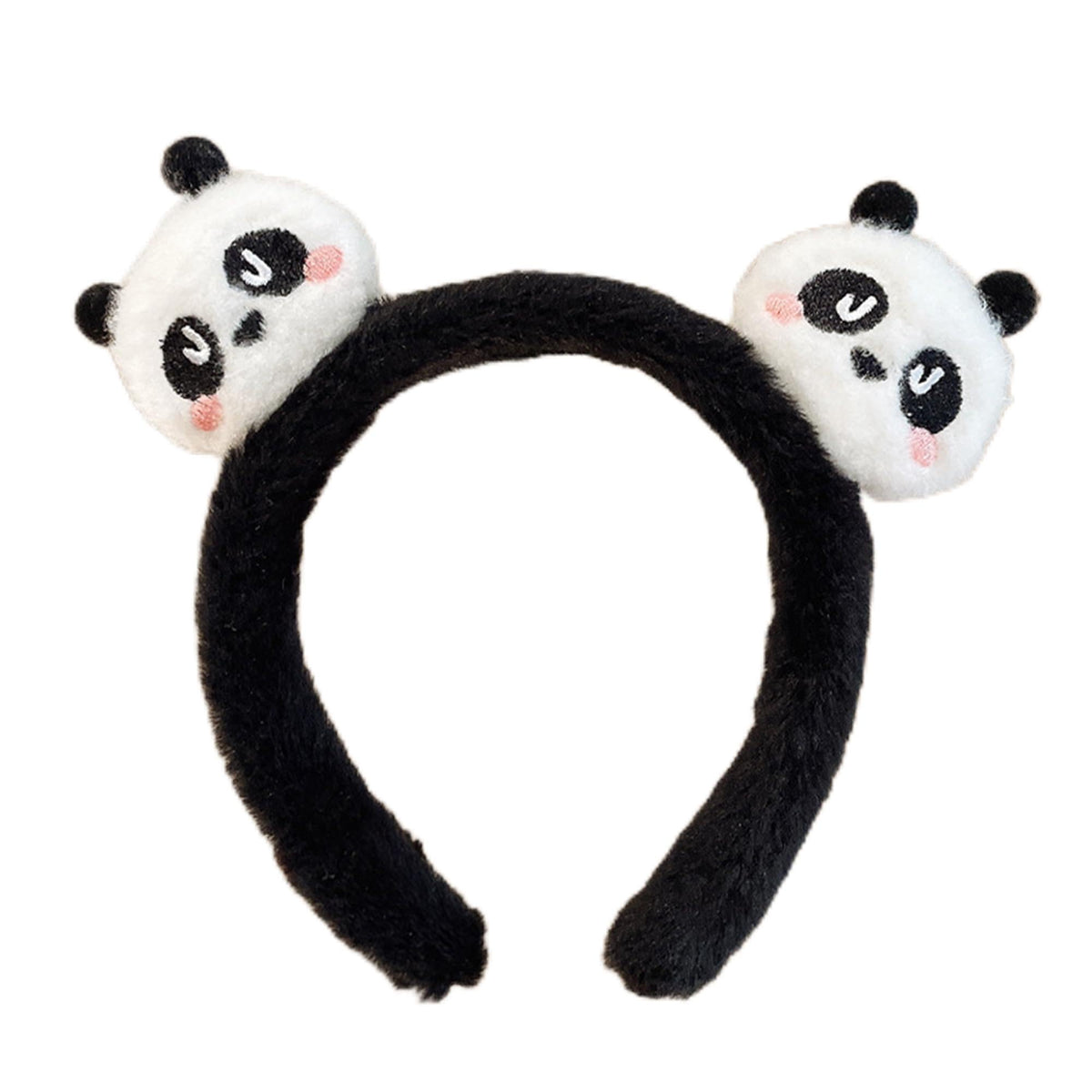 Soft Plush Panda Ears Headband - 5.5 Inch Black and White Bear Ears Cosplay Hairband - side view