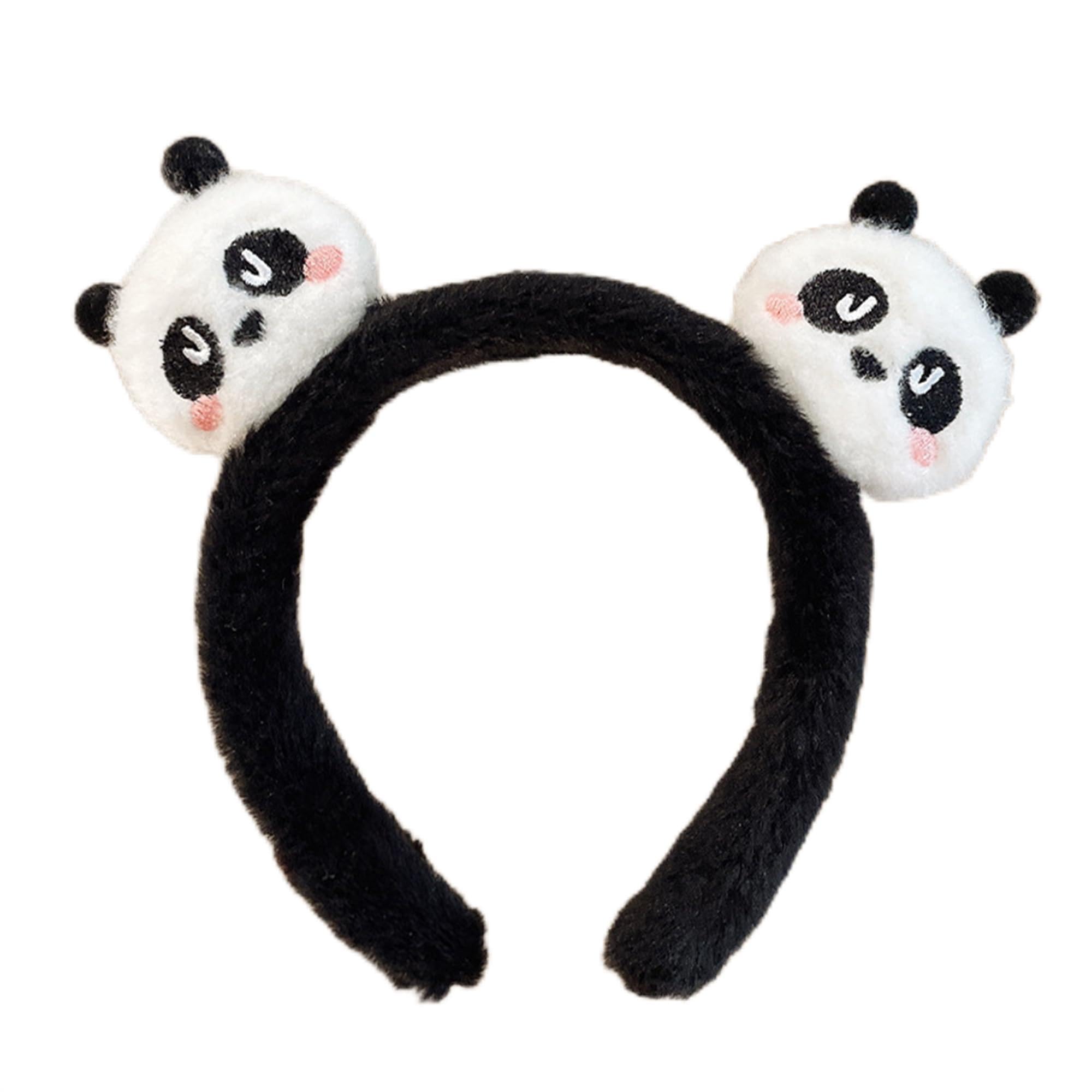 Soft Plush Panda Ears Headband - 5.5 Inch Black and White Bear Ears Cosplay Hairband - back view