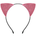 Sparkle Glitter Cat Ears Headband - Pink Cosplay Costume Hair Accessory for Women and - front view
