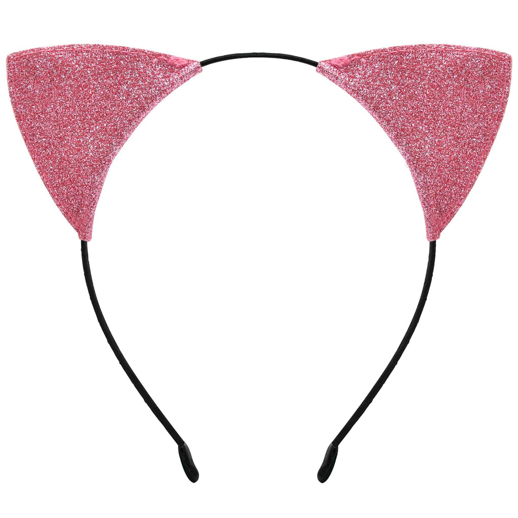 Sparkle Glitter Cat Ears Headband - Pink Cosplay Costume Hair Accessory for Women and - detail view