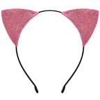 Sparkle Glitter Cat Ears Headband - Pink Cosplay Costume Hair Accessory for Women and - detail view