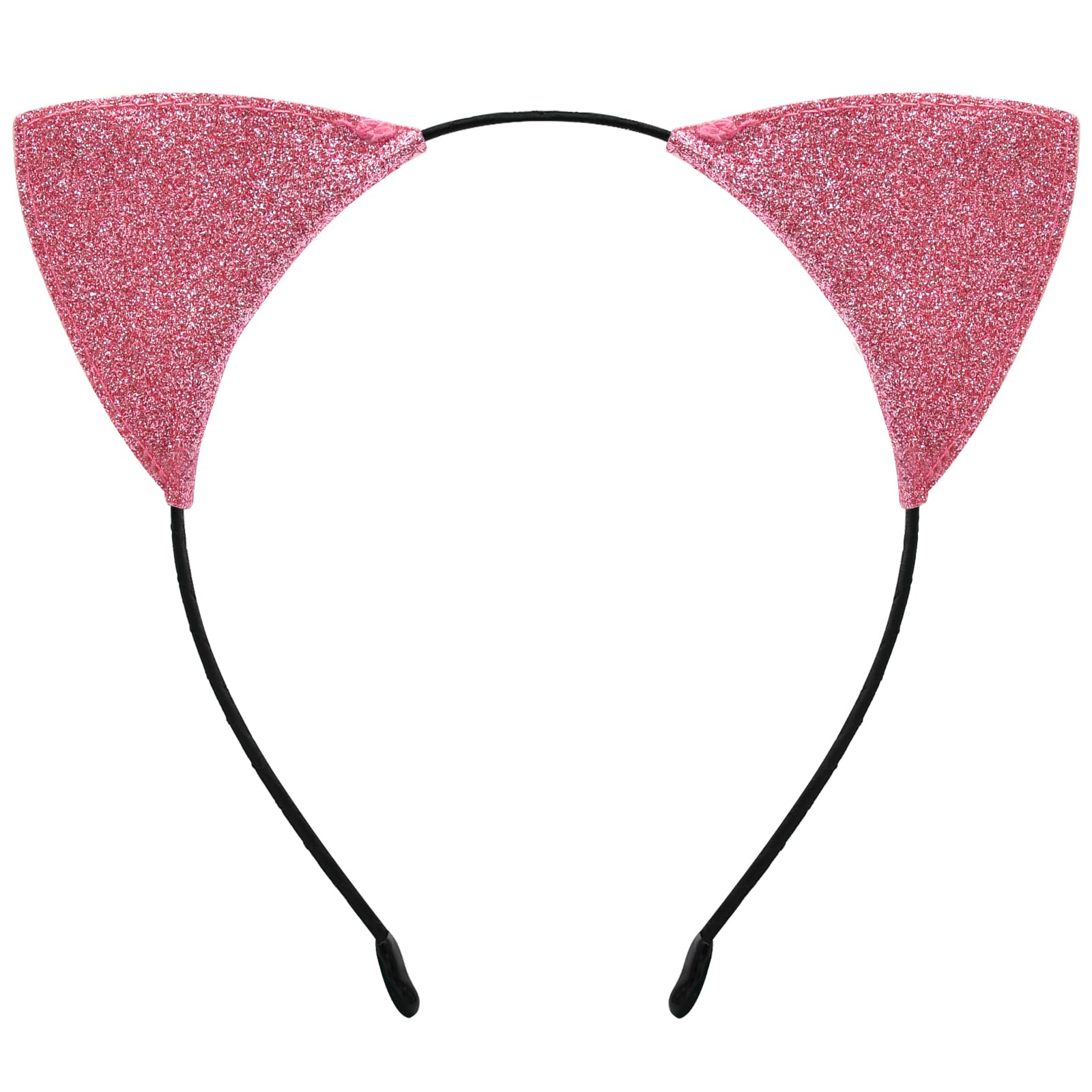 Sparkle Glitter Cat Ears Headband - Pink Cosplay Costume Hair Accessory for Women and - detail view