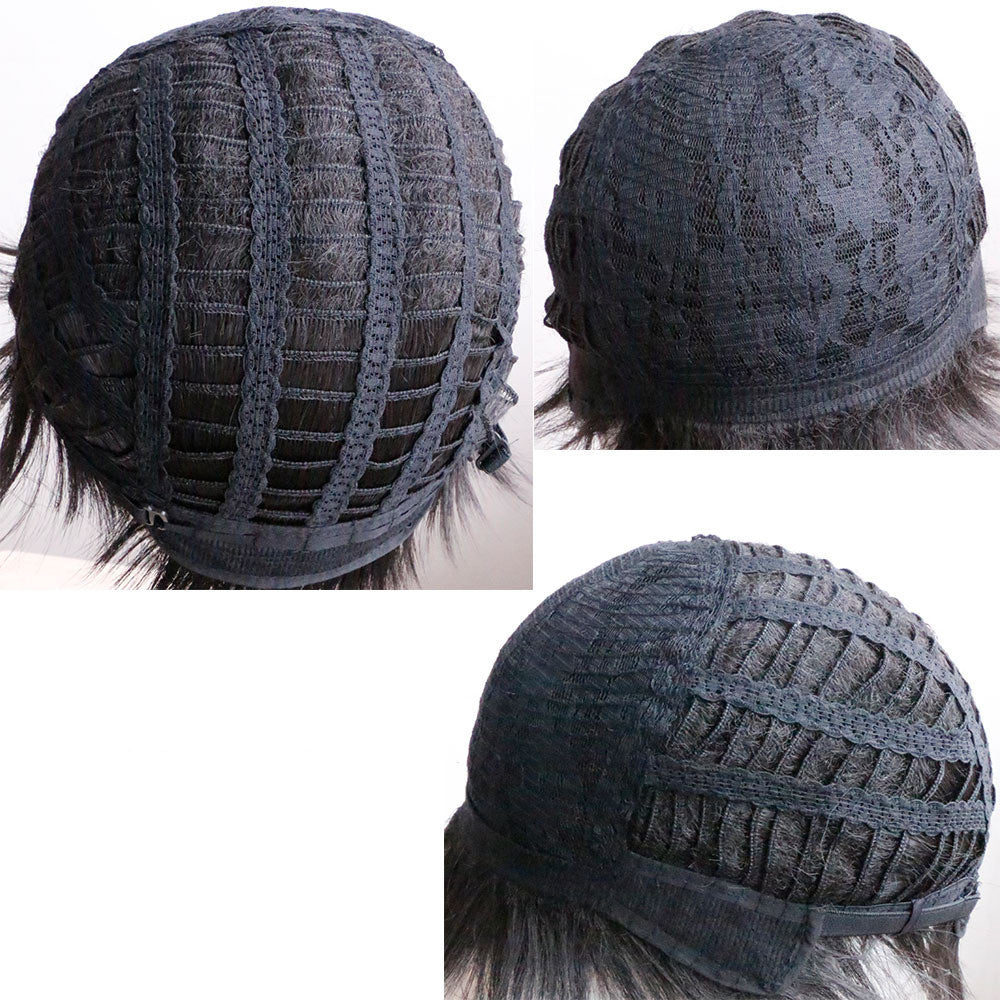 Synthetic Wig with Long Curly Hair - Gray Gradient Anime - front view