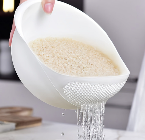 Thickened Rice Washing Bowl and Vegetable Strainer - side view