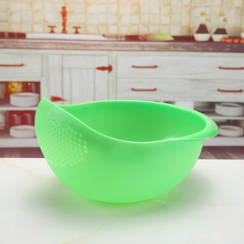 Thickened Rice Washing Bowl and Vegetable Strainer - back view